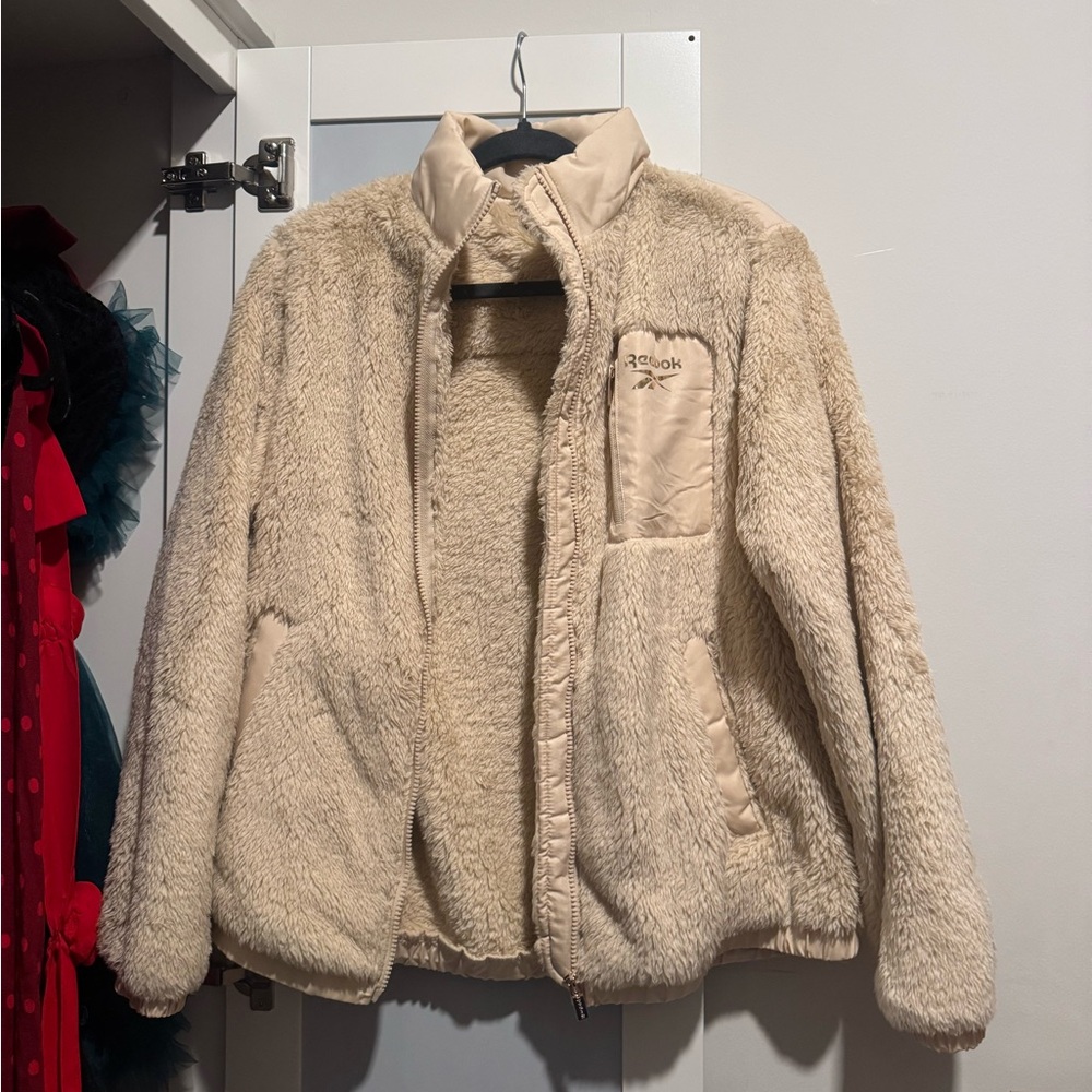Reebok Women's Beige Teddy Fleece Jacket